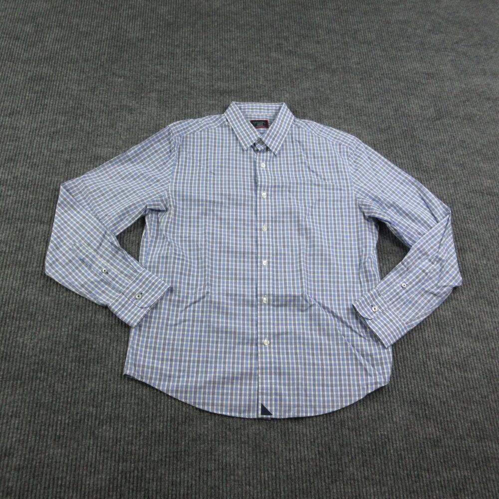 UNTUCKit Shirt Mens M Blue Check Long Sleeve Button Up 100% Cotton Non-Iron